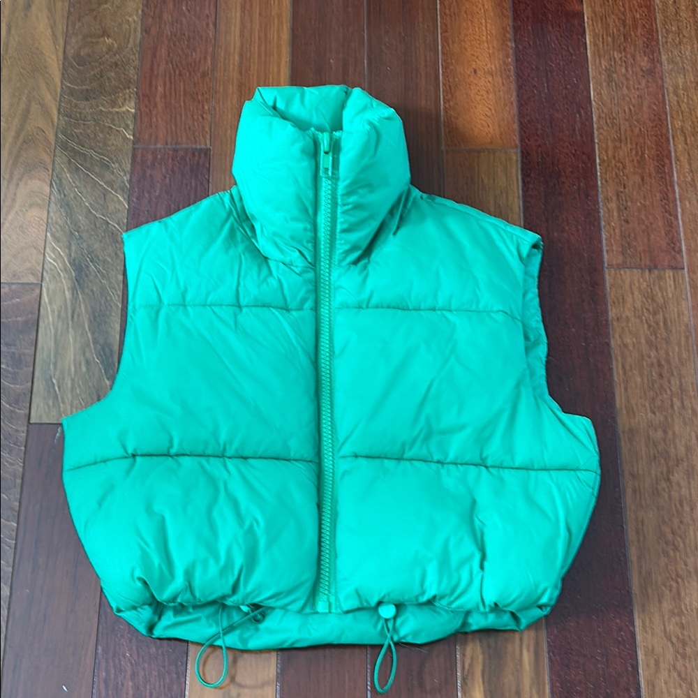 Green Puffer Vest NWOT